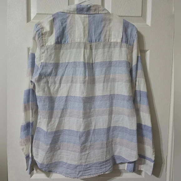 Horny Toad Airbrush Long Sleeve Shirt in Blue Pinstripe, Lightweight, EUC! - Picture 4 of 12